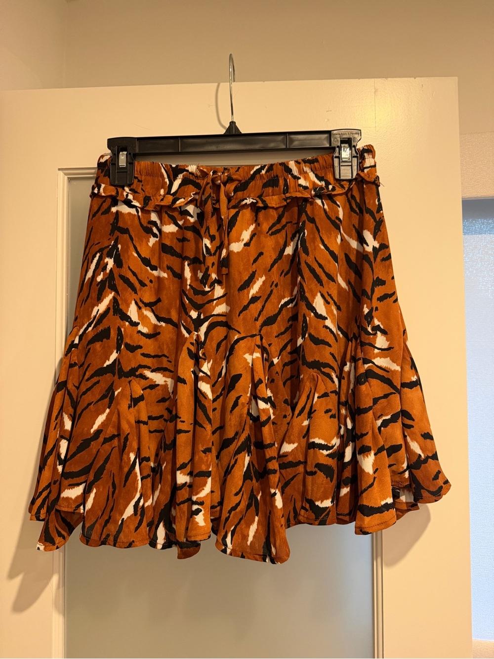 Buddy Love Orange Brown Tiger-Print Skater Skirt